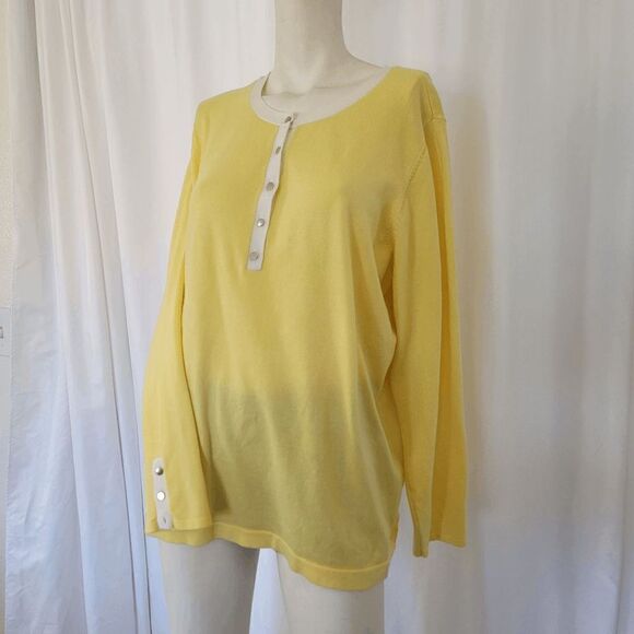Lane Bryan women's yellow long sleeves sweater size 22l24 - Picture 3 of 7
